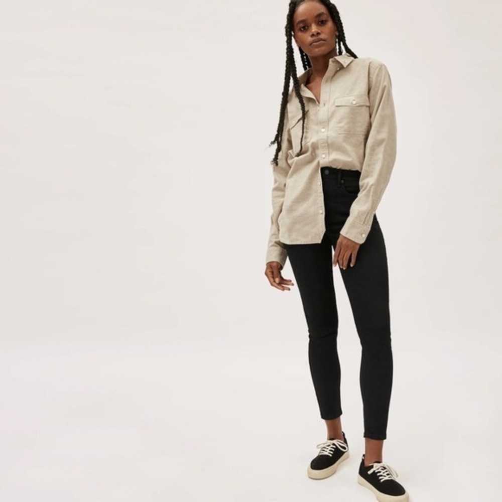 Everlane High Rise Skinny Jeans Black Ankle Stretch Denim 27 Classic Minimalist